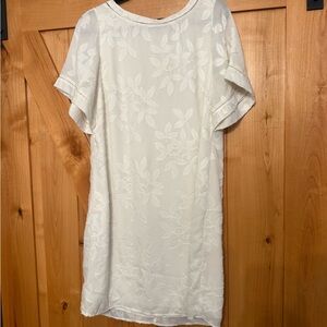 Ann Taylor Elegant White Floral Dress